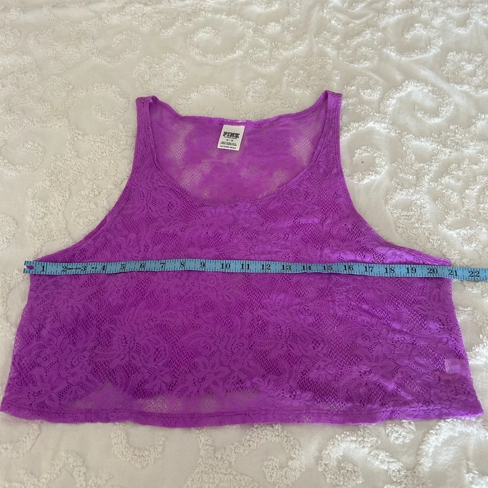 2 for$20 VS PINK Cropped Lace Tank - Picture 2 of 5
